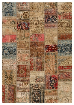 Persischer Vintage Patchwork Teppich handgeknüpft