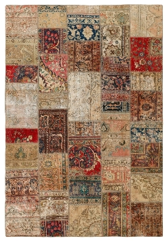 Persischer Vintage Patchwork Teppich handgeknüpft