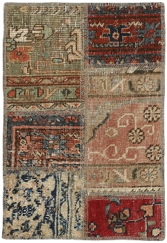 Persischer Vintage Patchwork Teppich handgeknüpft