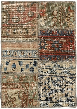 Persischer Vintage Patchwork Teppich handgeknüpft