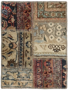 Persischer Vintage Patchwork Teppich handgeknüpft