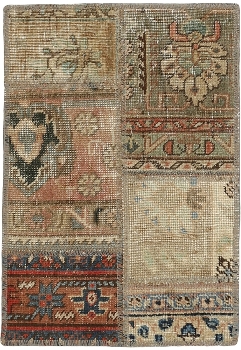 Persischer Vintage Patchwork Teppich handgeknüpft