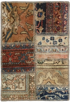 Persischer Vintage Patchwork Teppich handgeknüpft