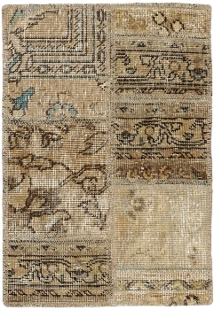 Persischer Vintage Patchwork Teppich handgeknüpft