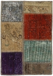 Persischer Vintage Patchwork Teppich handgeknüpft
