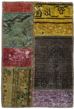 Persischer Vintage Patchwork Teppich handgeknüpft