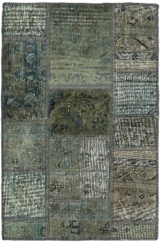Persischer Vintage Patchwork Teppich handgeknüpft