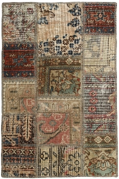 Persischer Vintage Patchwork Teppich handgeknüpft