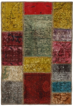 Persischer Vintage Patchwork Teppich handgeknüpft