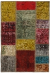 Persischer Vintage Patchwork Teppich handgeknüpft