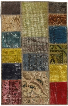 Persischer Vintage Patchwork Teppich handgeknüpft