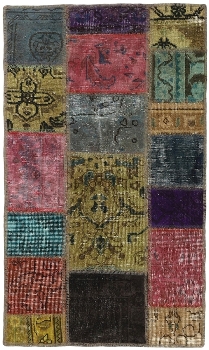 Persischer Vintage Patchwork Teppich handgeknüpft