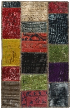 Persischer Vintage Patchwork Teppich handgeknüpft