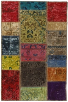 Persischer Vintage Patchwork Teppich handgeknüpft