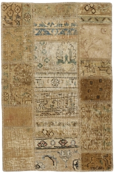 Persischer Vintage Patchwork Teppich handgeknüpft