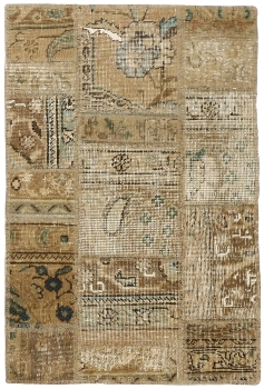 Persischer Vintage Patchwork Teppich handgeknüpft