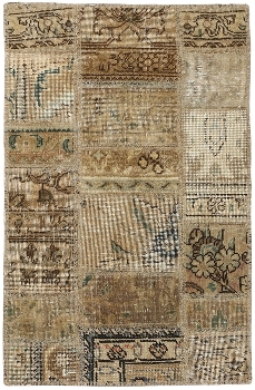 Persischer Vintage Patchwork Teppich handgeknüpft