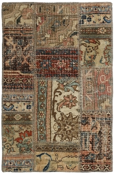 Persischer Vintage Patchwork Teppich handgeknüpft