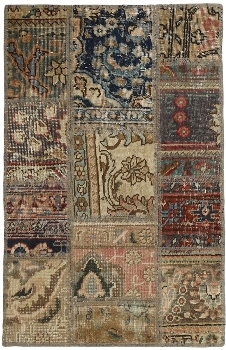 Persischer Vintage Patchwork Teppich handgeknüpft