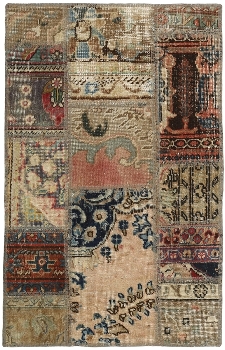 Persischer Vintage Patchwork Teppich handgeknüpft