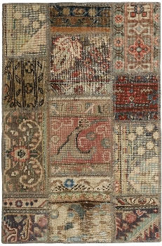 Persischer Vintage Patchwork Teppich handgeknüpft