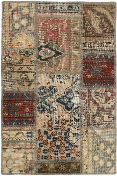 Persischer Vintage Patchwork Teppich handgeknüpft