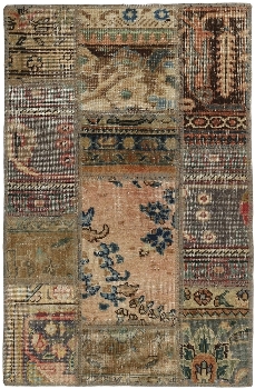 Persischer Vintage Patchwork Teppich handgeknüpft