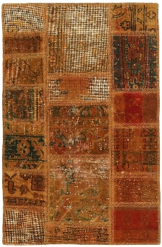 Persischer Vintage Patchwork Teppich handgeknüpft