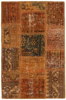 Persischer Vintage Patchwork Teppich handgeknüpft