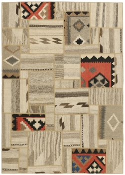Handgeknüpfter persischer Teppich &Kelim Patchwork