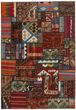 Handgeknüpfter persischer Teppich &Kelim Patchwork