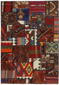 Handgeknüpfter persischer Teppich &Kelim Patchwork
