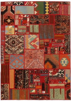 Handgeknüpfter persischer Teppich &Kelim Patchwork