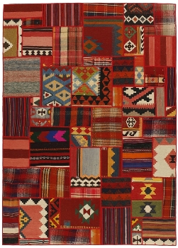 Handgeknüpfter persischer Teppich &Kelim Patchwork