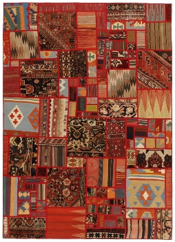 Handgeknüpfter persischer Teppich &Kelim Patchwork