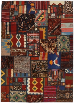 Handgeknüpfter persischer Teppich &Kelim Patchwork