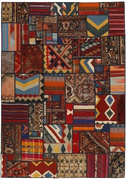Handgeknüpfter persischer Teppich &Kelim Patchwork