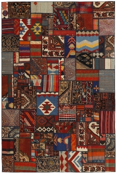 Handgeknüpfter persischer Teppich &Kelim Patchwork