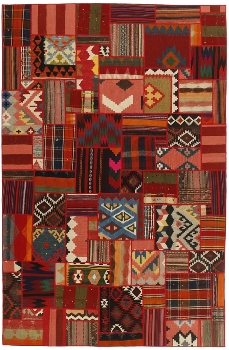 Handgeknüpfter persischer Teppich &Kelim Patchwork