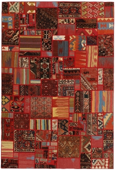 Handgeknüpfter persischer Teppich &Kelim Patchwork
