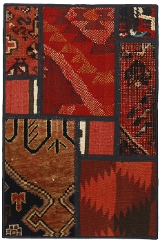 Handgeknüpfter persischer Teppich &Kelim Patchwork