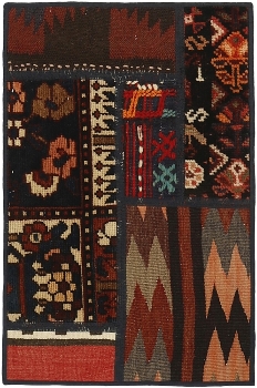 Handgeknüpfter persischer Teppich &Kelim Patchwork