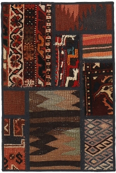Handgeknüpfter persischer Teppich &Kelim Patchwork