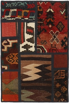Handgeknüpfter persischer Teppich &Kelim Patchwork