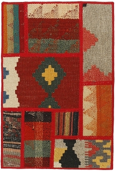 Handgeknüpfter persischer Teppich &Kelim Patchwork