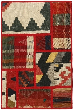 Handgeknüpfter persischer Teppich &Kelim Patchwork