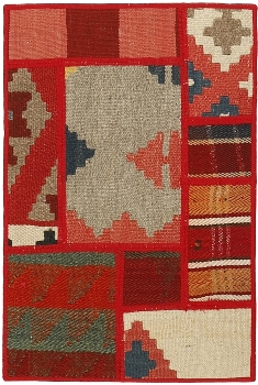 Handgeknüpfter persischer Teppich &Kelim Patchwork