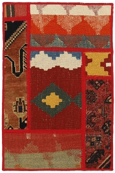 Handgeknüpfter persischer Teppich &Kelim Patchwork