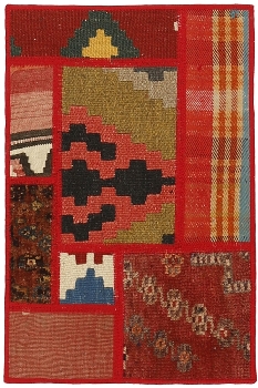 Handgeknüpfter persischer Teppich &Kelim Patchwork