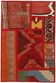 Handgeknüpfter persischer Teppich &Kelim Patchwork
